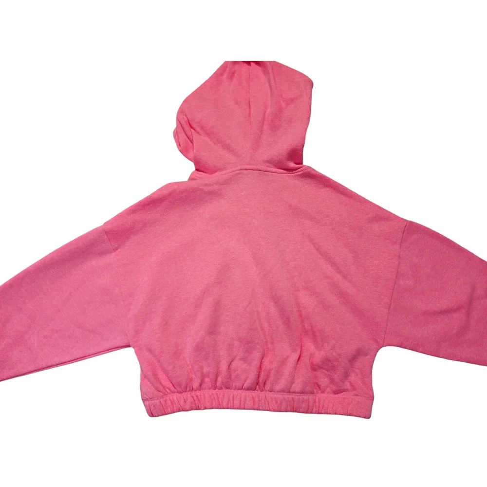 Justice Sport Girls Pink Glitter Rainbow Cropped Hoodie Sweatshirt XS 5/6